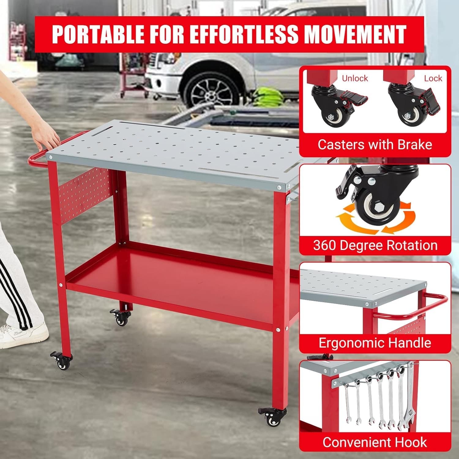 Welding Table 36x18 Inch 1200LBS Capacity Workbench with Fixture Holes Metal Wor 4