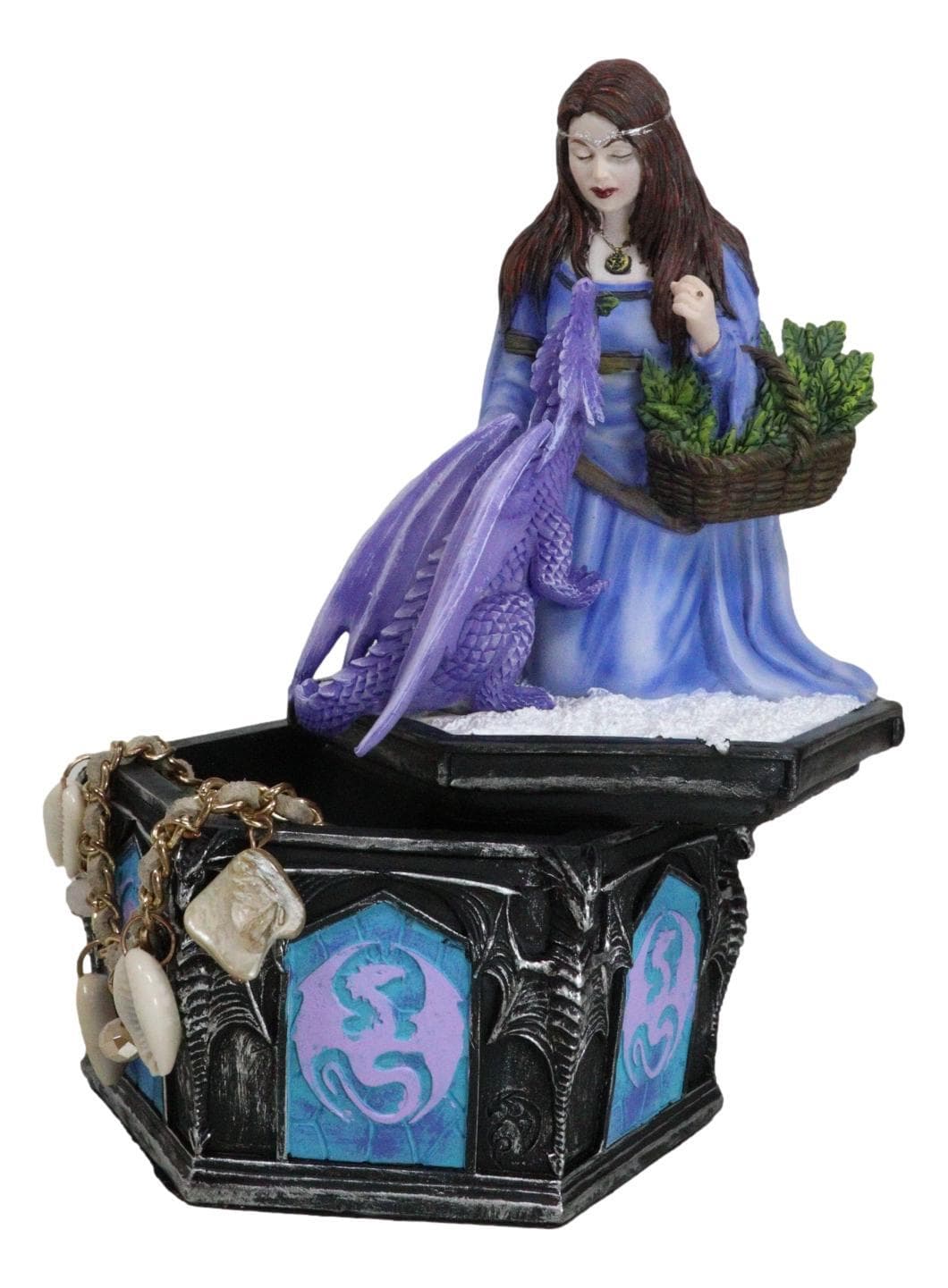 Spring Fall Summer Winter Seasons Friendship Fairy With Dragon Trinket Boxes Set 2