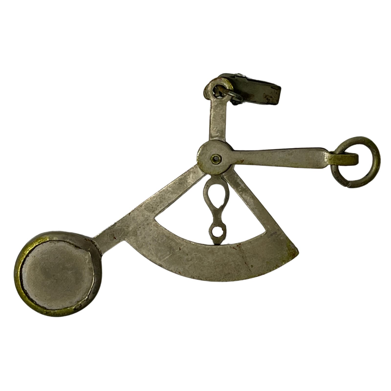 Vintage 1950s 60s Postal Scale Handheld Hanging w/ Leather Case Brass Balance 3