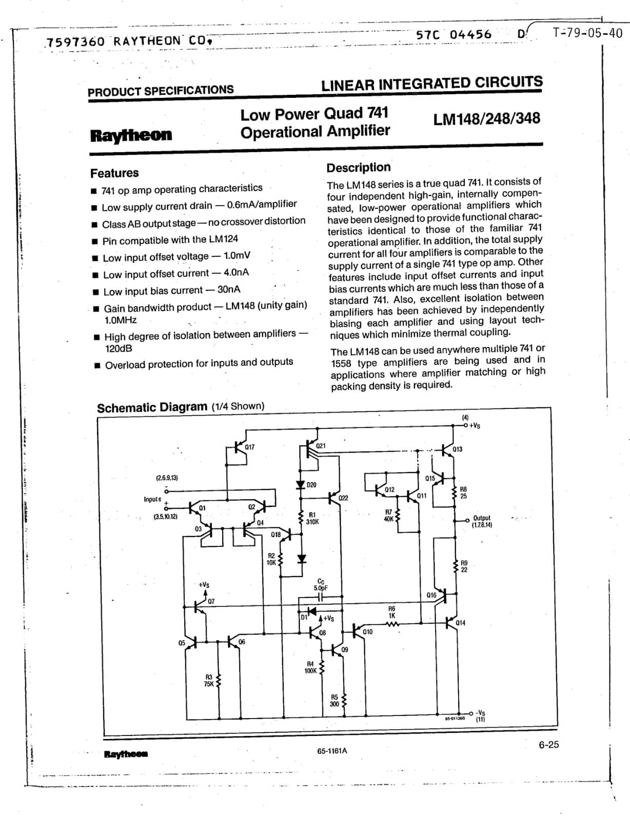 LM148J Raytheon Quad Operational Amplifier IC OpAmp Ceramic IC CDIP-14 3