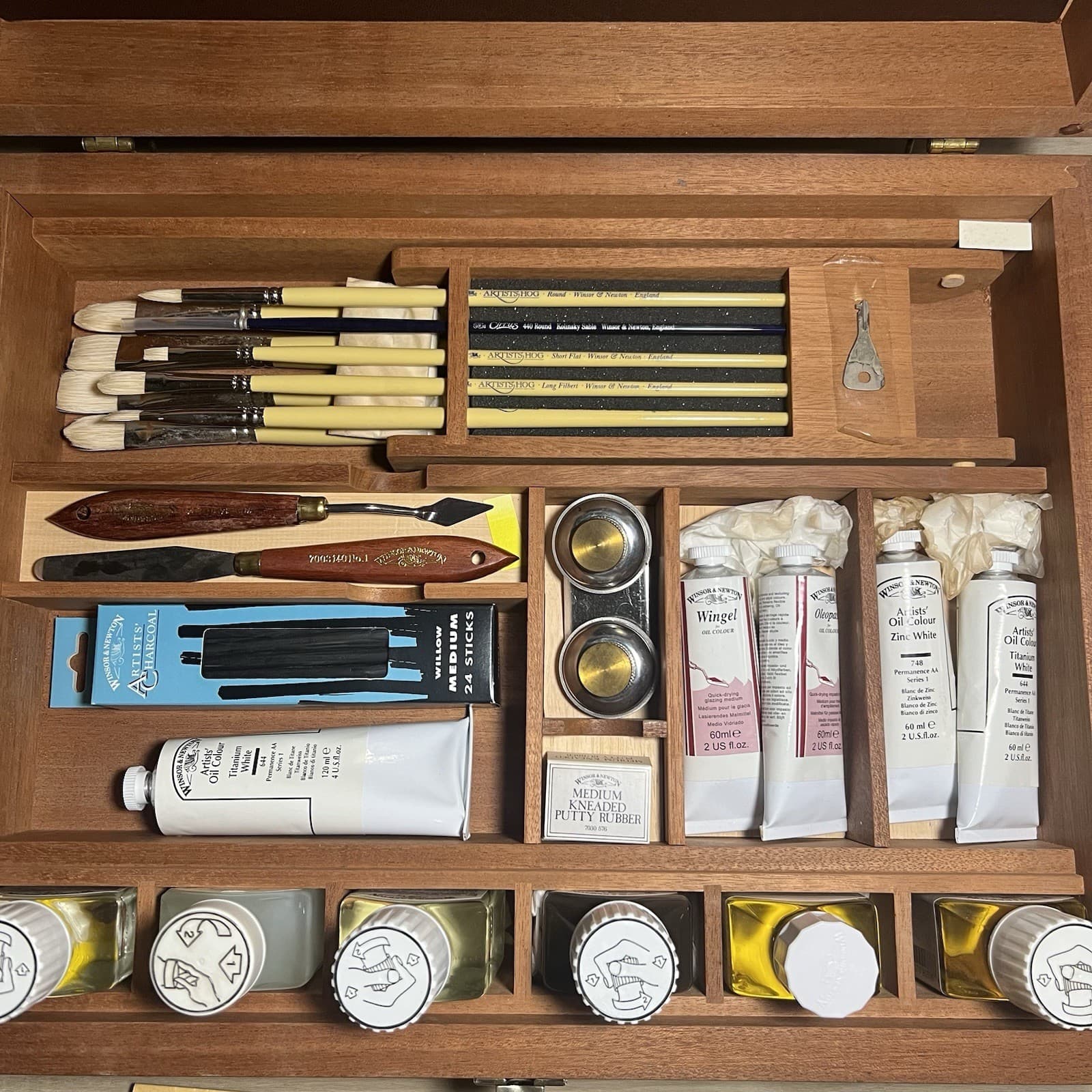 Vintage Winsor & Newton KNIGHTSBRIDGE Artist's Oil Colour Mahogany Wooden Box 5