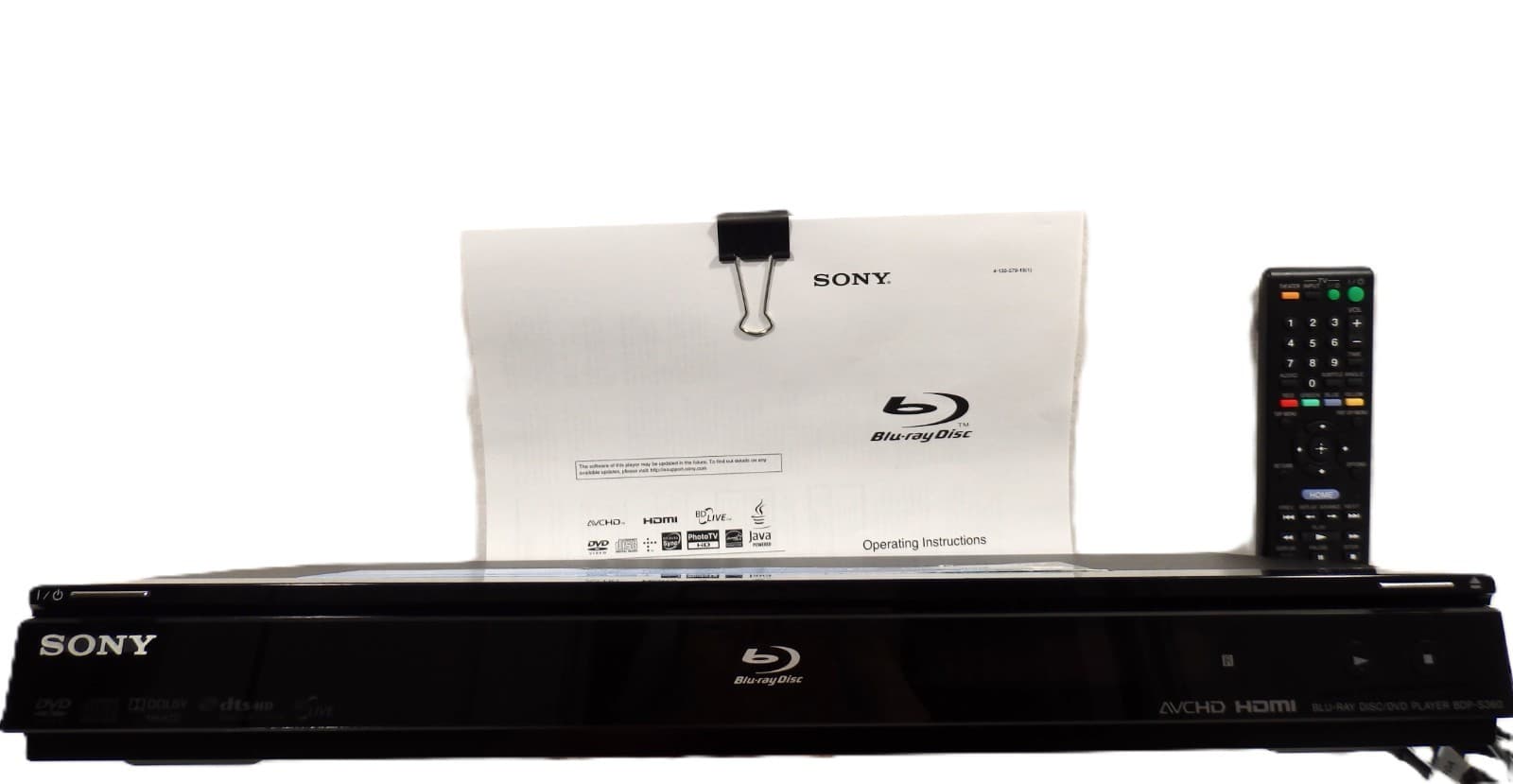 Sony BDP-S360 Blu-ray DVD Player - Tested Working - Remote, Manual, Power Cord