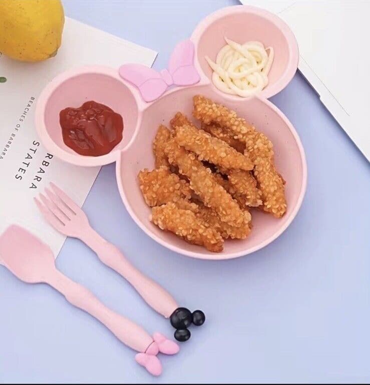 Mickey and Minnie Mouse Pink bowl set with Spoon and Fork Toddlers and Infants 5