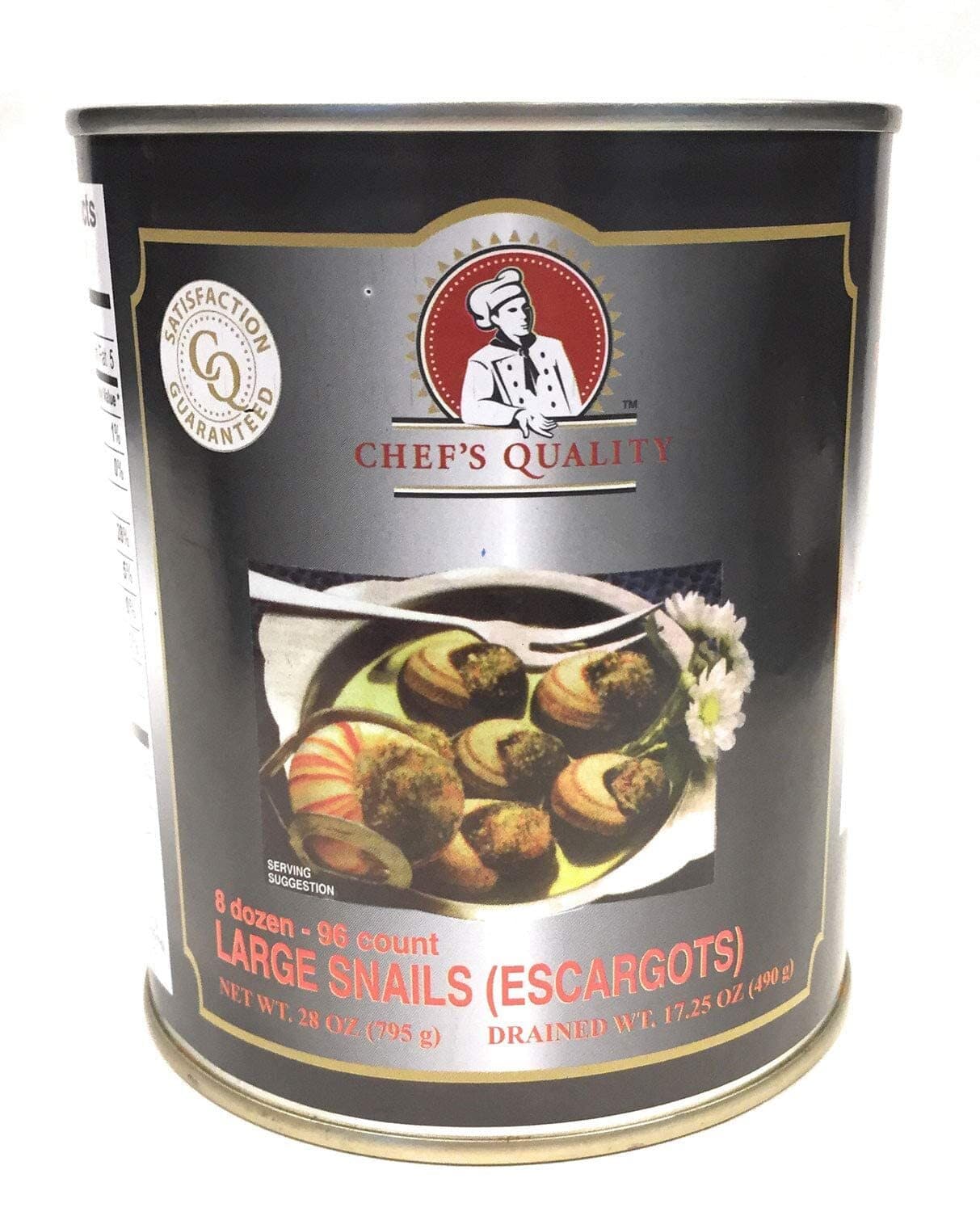 Chefs Quality Escargots Large Snails 28 Oz (17 Oz When Drained) 8 Dozen/96 Count