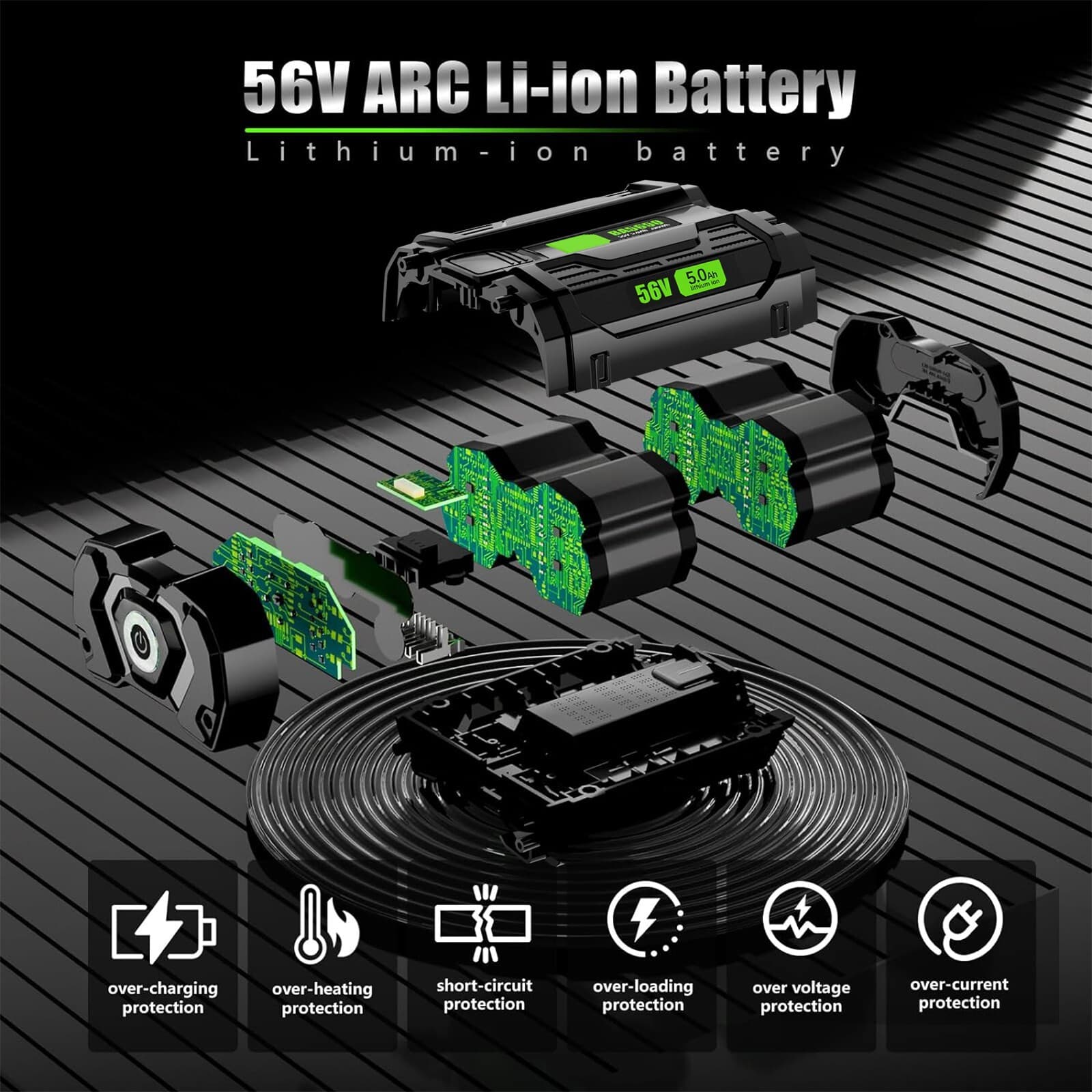 2PACK For EGO 56V 56Volt BA2800T POWER+ 5.0AH Battery Lithium Ion BA2240 BA1400T 5