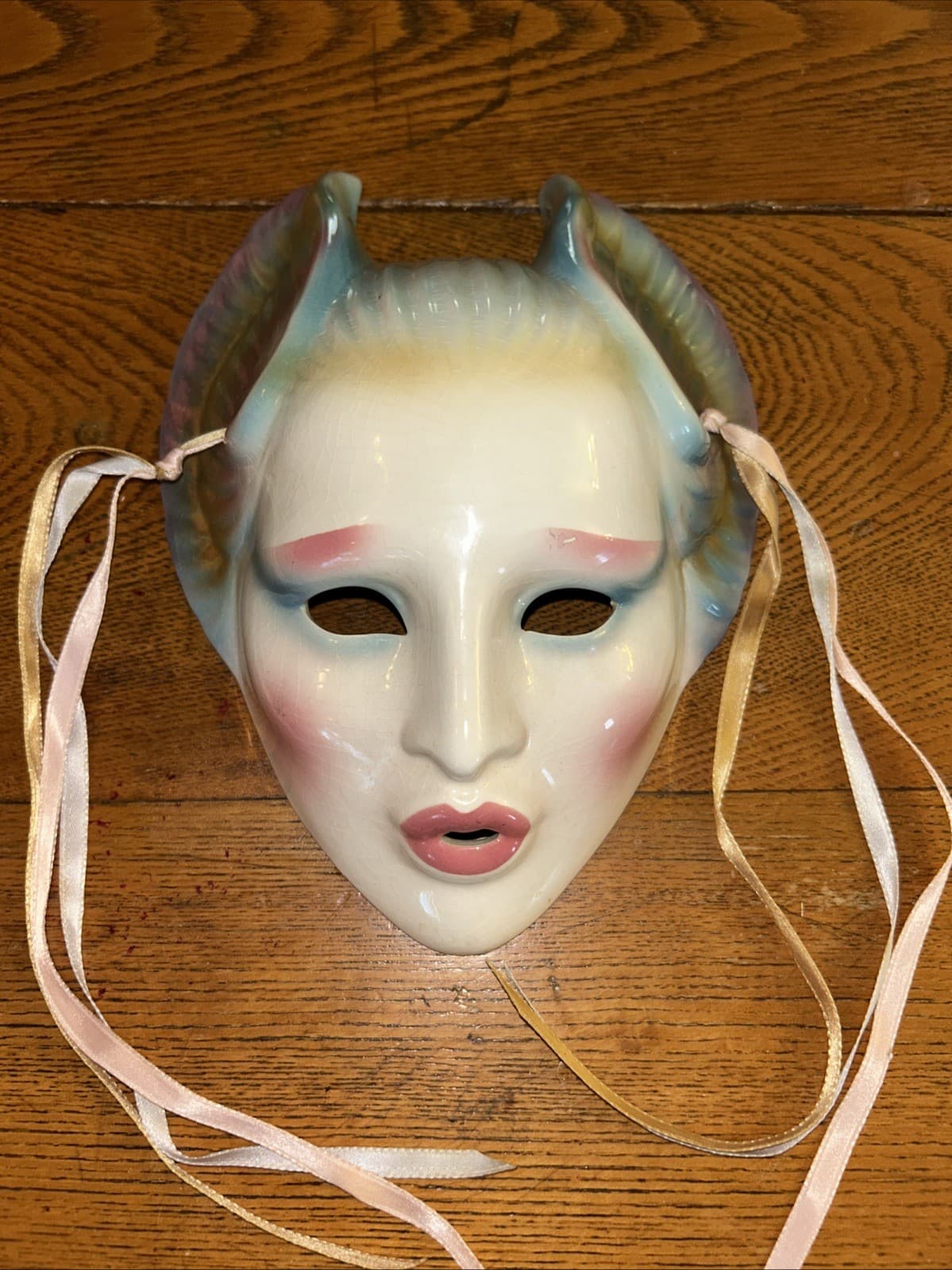 Vtg About Face Clay Art Mask San Francisco 1987 Wall Art Masquerade Mardi Gras