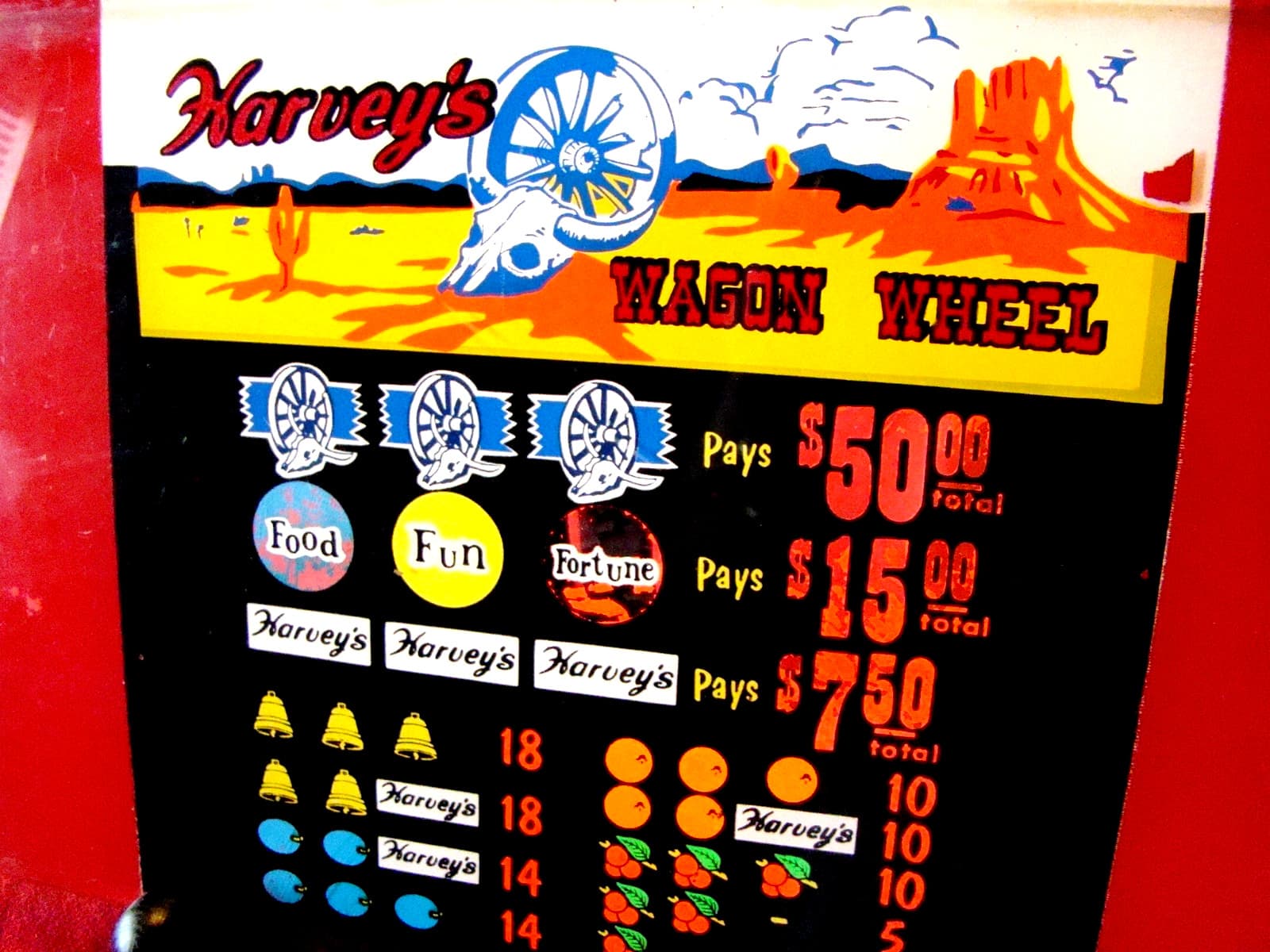 1960s - Harvey's - Lake Tahoe - Wagon Wheel - Casino - Slot Machine Topper -L@@K 4