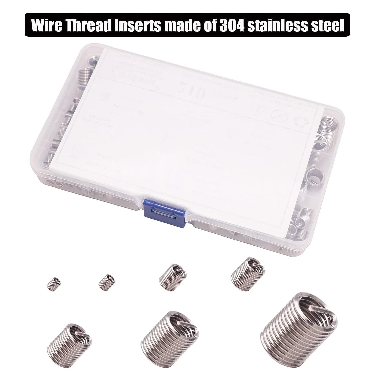 140 pcs Helicoil Stainless Steel Thread Repair Insert Kit M3 M4 M5 M6 M8 M10 M12 2