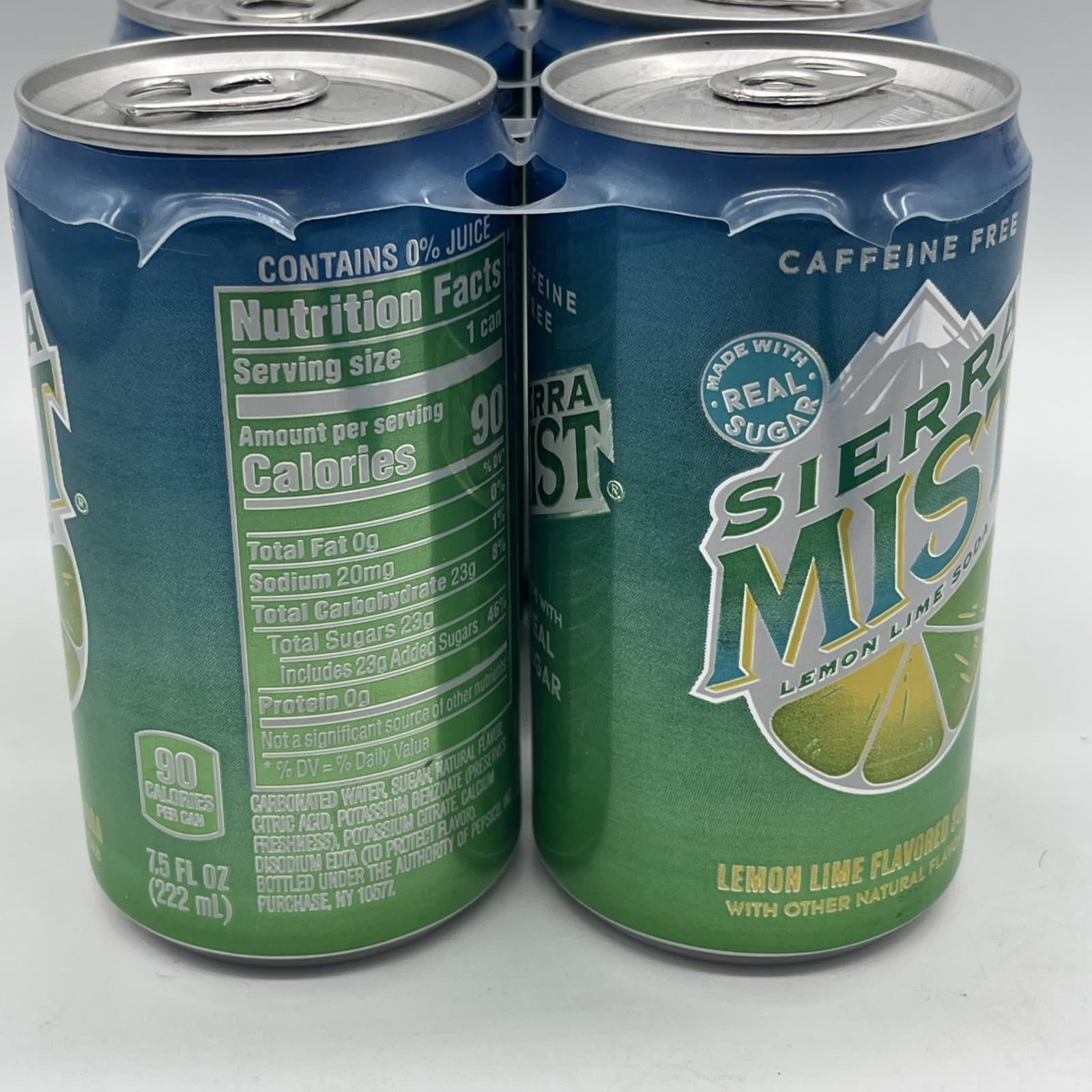 Sierra Mist 6 Pack Lemon Lime Soda 7.5oz Can EXP 10/22 Real Sugar Caffeine Free 5