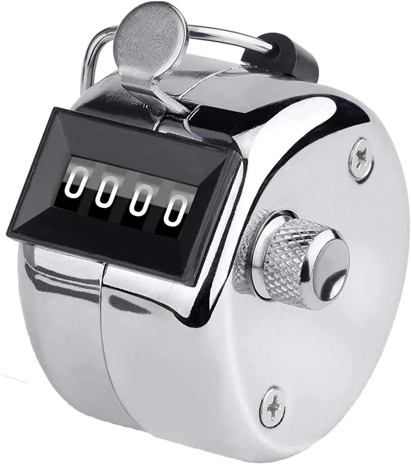 PHONEX Mechanical Hand Tally Counter – 4-Digit Manual Single Channel, Silver 