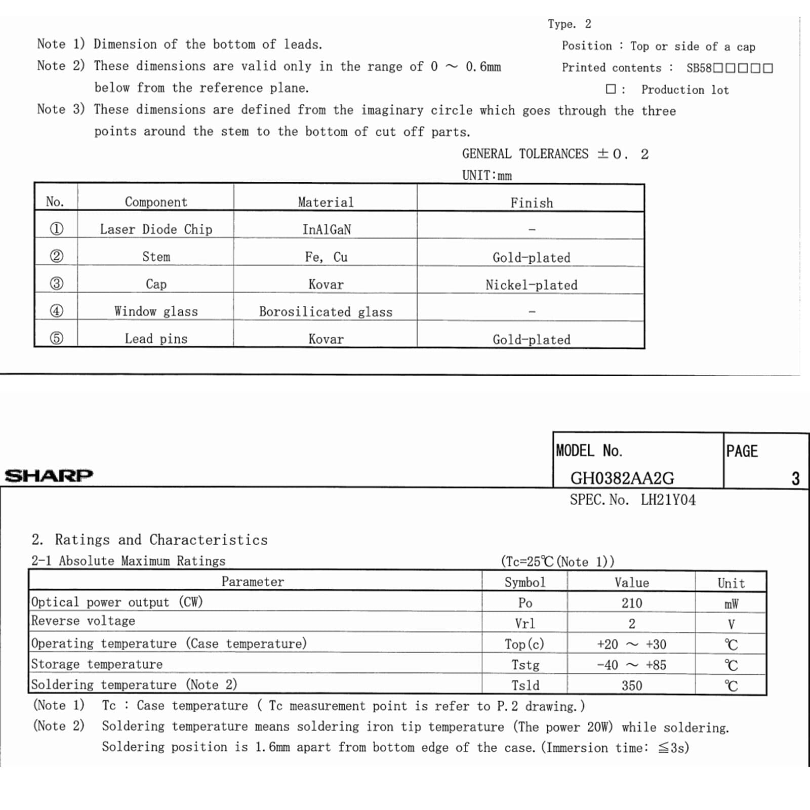 1pc Brand New Sharp 375nm 380nm 200mW GH0382AA2G Ultraviolet light Laser Diode 3