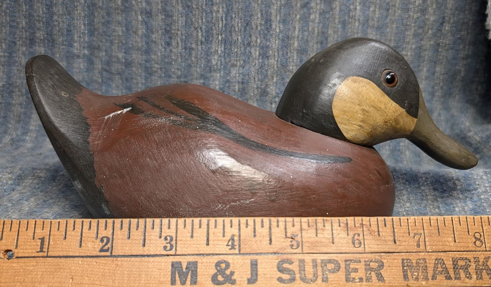 Vintage Duck Decoy Ruddy Hand Carved Signed Ron Fisher Wooden Folk Art  Decoy 5