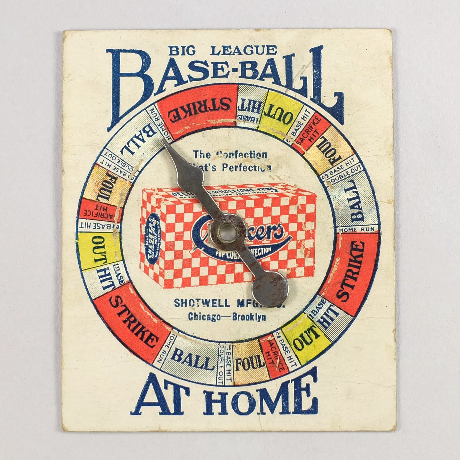 Early-1920s Checkers Popcorn Confection Baseball Spinner Game Antique Toy Prize 2