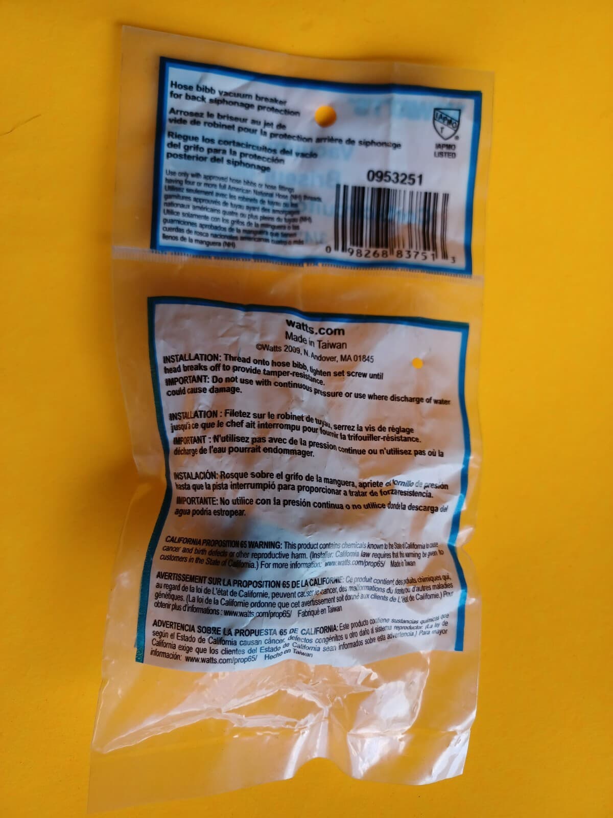 ( Lot of 4 ) WATTS  3/4" Brass Hose Vacuum Breaker #8B1, 6LL80 5