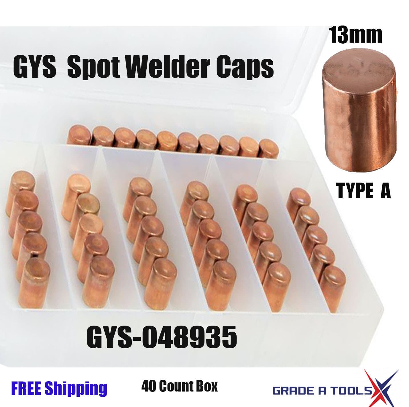 GYS Spot Weld Caps - Electrodes - 13mm Auto Body Collision Repair
