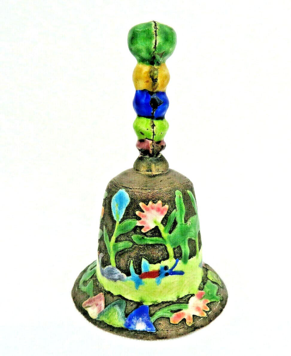 Antique Chinese Enamel Bell with Waterlilies & Ducks 