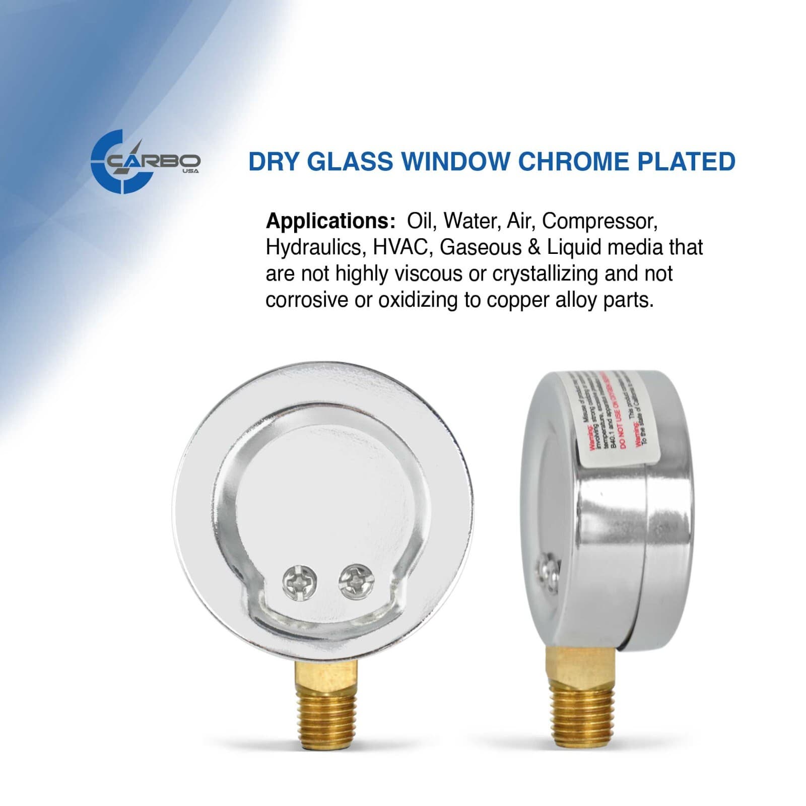 2-1/2" Dry Compound Vacuum Gauge Chrome Plated Steel Case Low Mnt -30Hg/+160psi 4