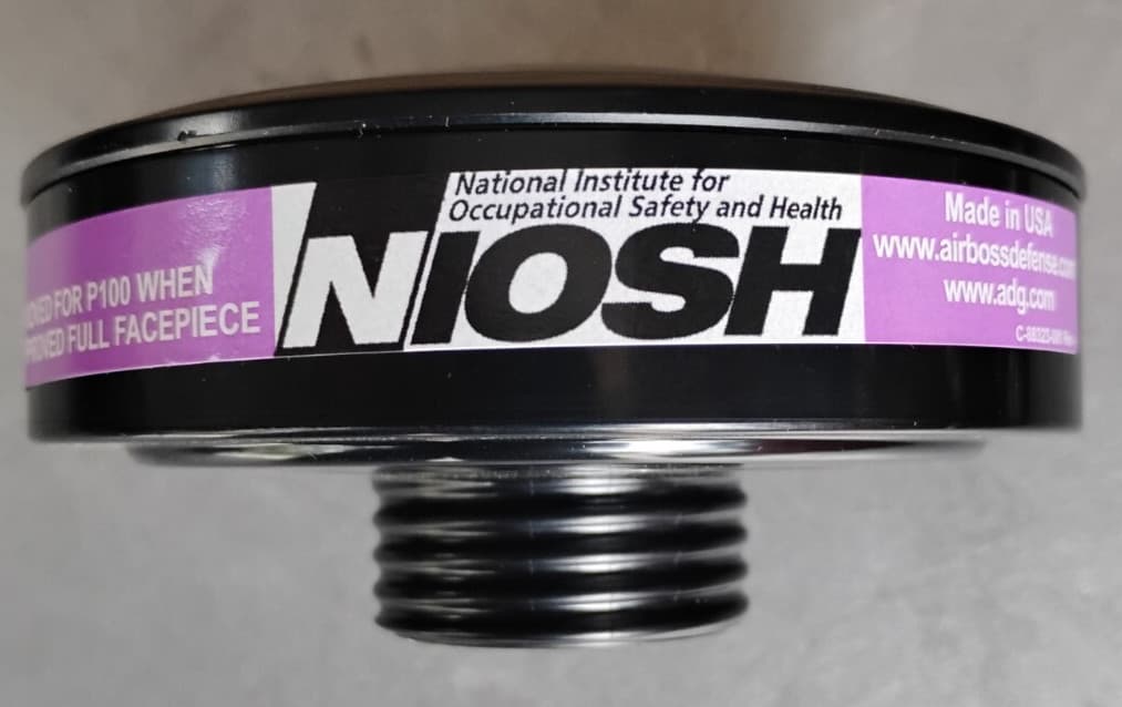 Airboss Defense Group P100 HE Gas Mask Filter 40mm NATO New/Sealed Exp 06/2030