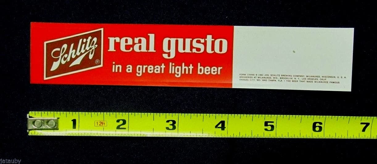 Vintage 1961 Sign SCHLITZ REAL GUSTO IN A GREAT LIGHT BEER plastic advertising