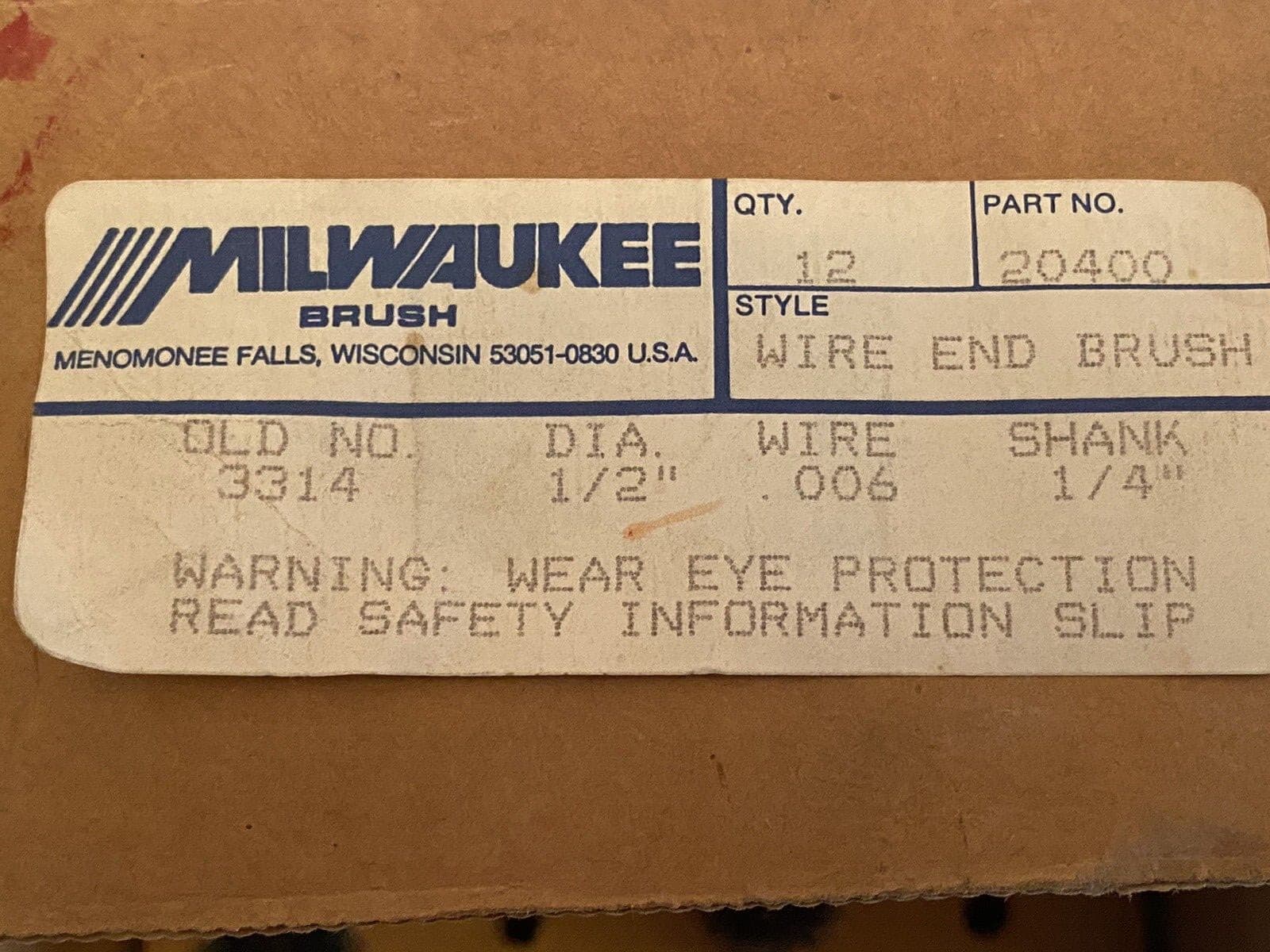 Milwaukee 1/2" Crimped Wire End Brush .006" Wire 1/4" Shank Brand New 3