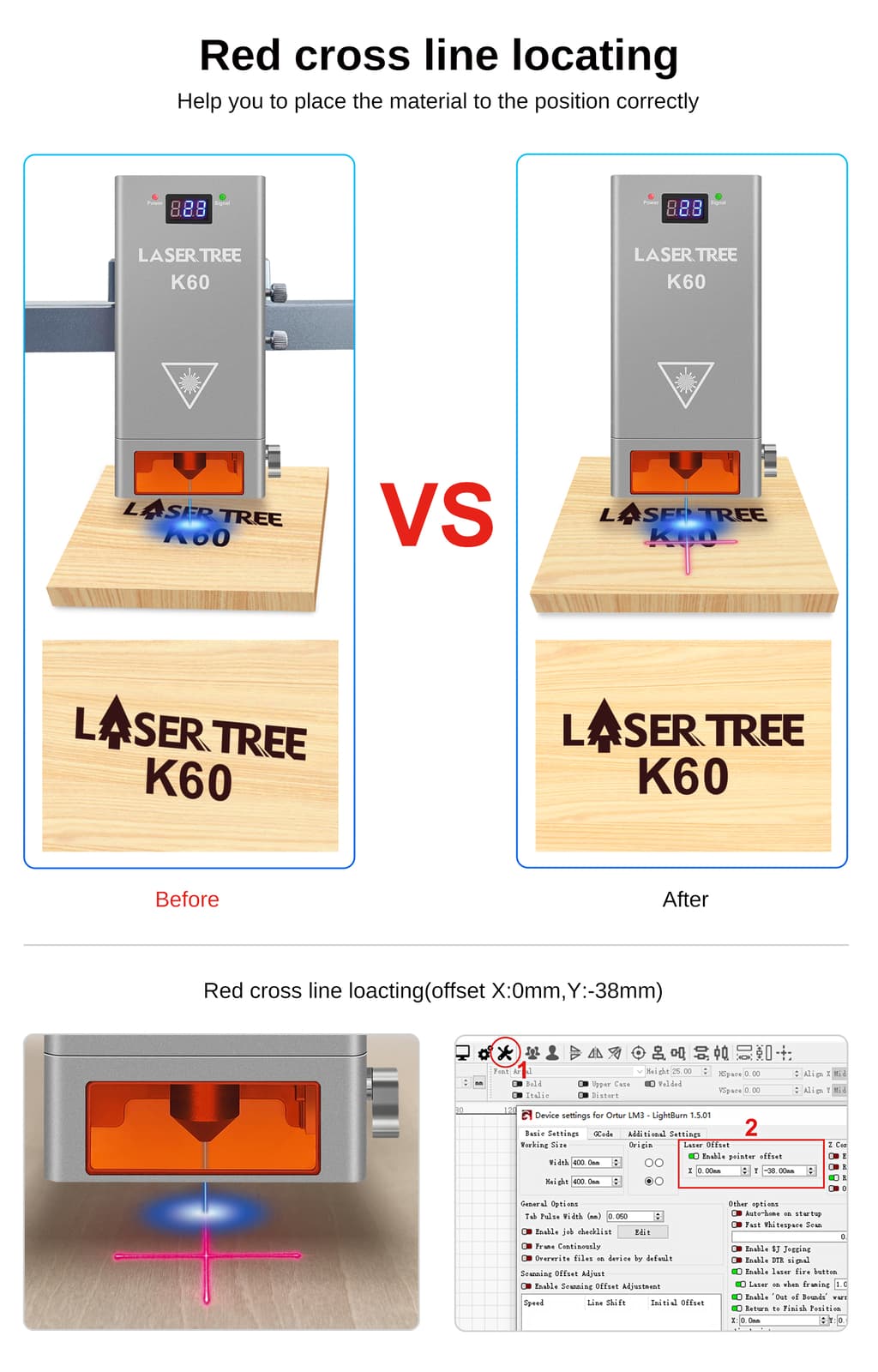 Upgrade 60W LASER TREE K60 Laser Module Head for Laser Engraving and Cutting 5
