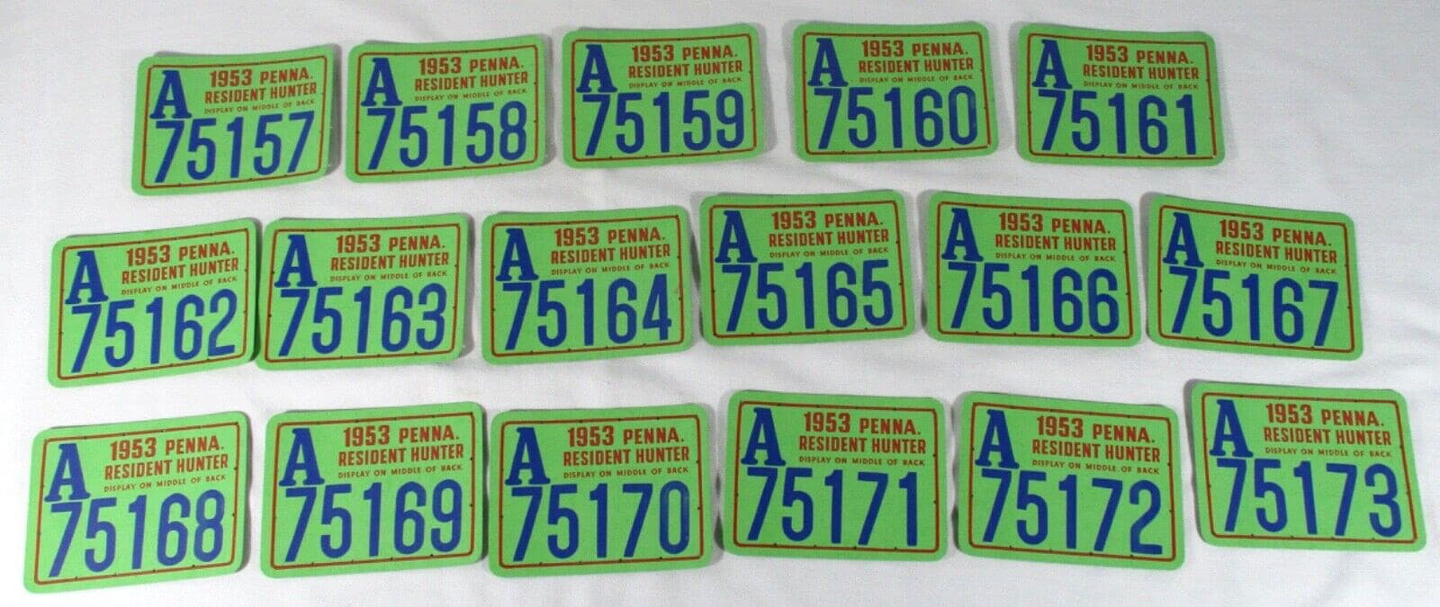 lot 17 1953 Pa Resident Hunting Licenses  Unissued Consecutive Numbers