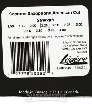 Legere LGSSA-2.25 - American Cut Soprano Saxophone Reed - 2.25 3