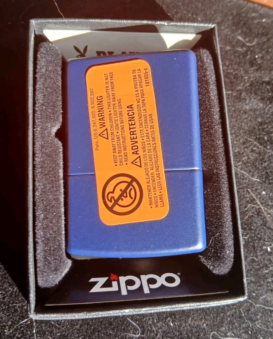 Zippo Playboy Dream Bunny Logo Design Navy Light Blue Matte Water Lighter NEW 90 4