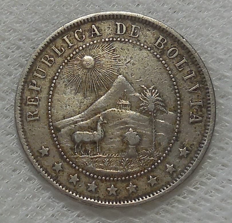 1918 BOLIVIA 10 CENTAVOS COIN