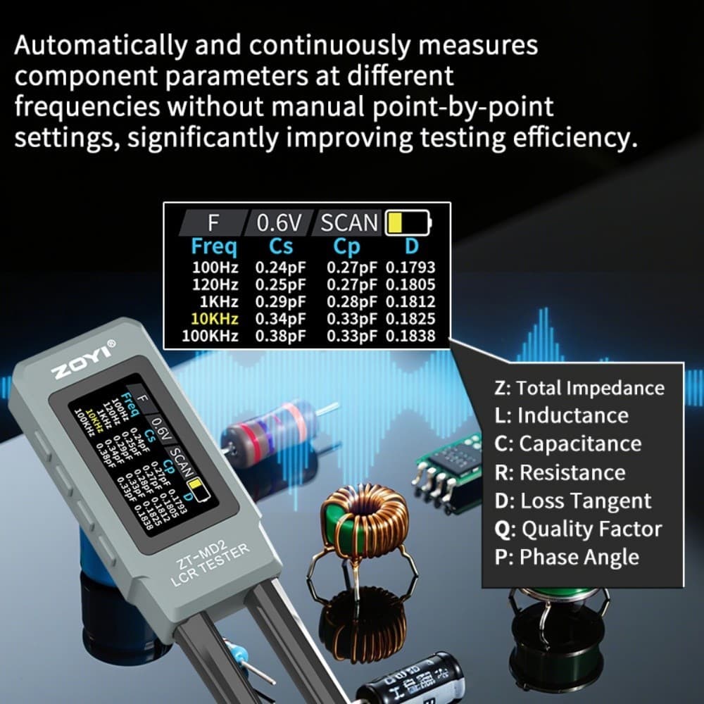 ZOYI ZT-MD2 High Precision Digital Smart Tweezers LCR Meter ESR LCR Tester 2