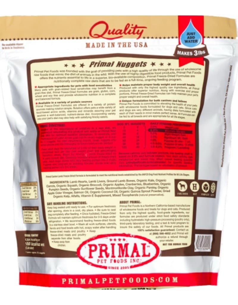 5.5oz Primal Freeze Dried Nuggets For Dogs Lamb Formula 2