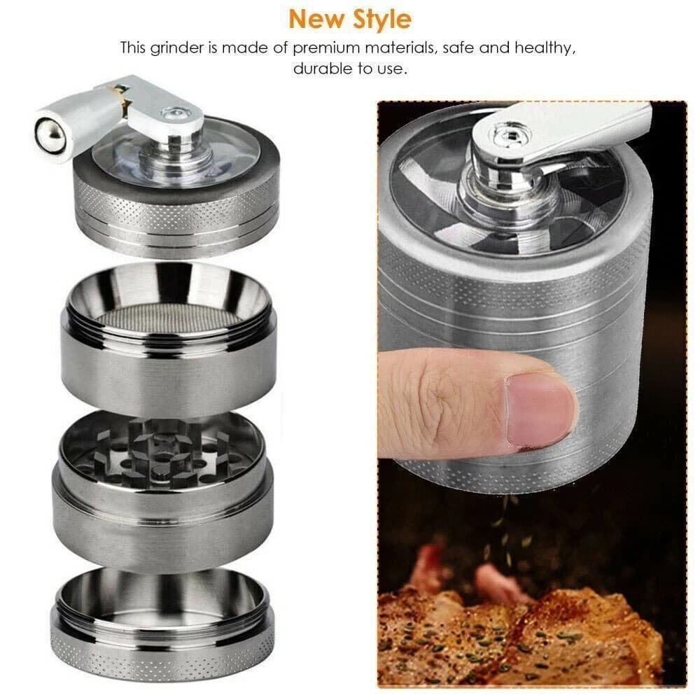 Metal Herb & Spice Grinder with Hand Crank – Manual Crusher for Kitchen Tobacco 3