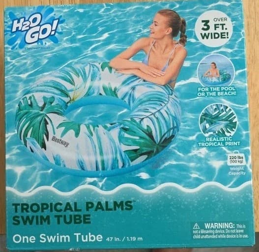 H2O Go! Tropical Palms Swim Tube, Over 3 Ft Wide, New In Box.