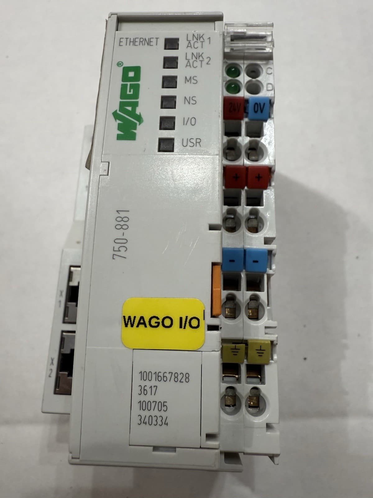  WAGO 750-881 PLC - ETHERNET Programmable Fieldbus Controller 32-bit CPU USED 5