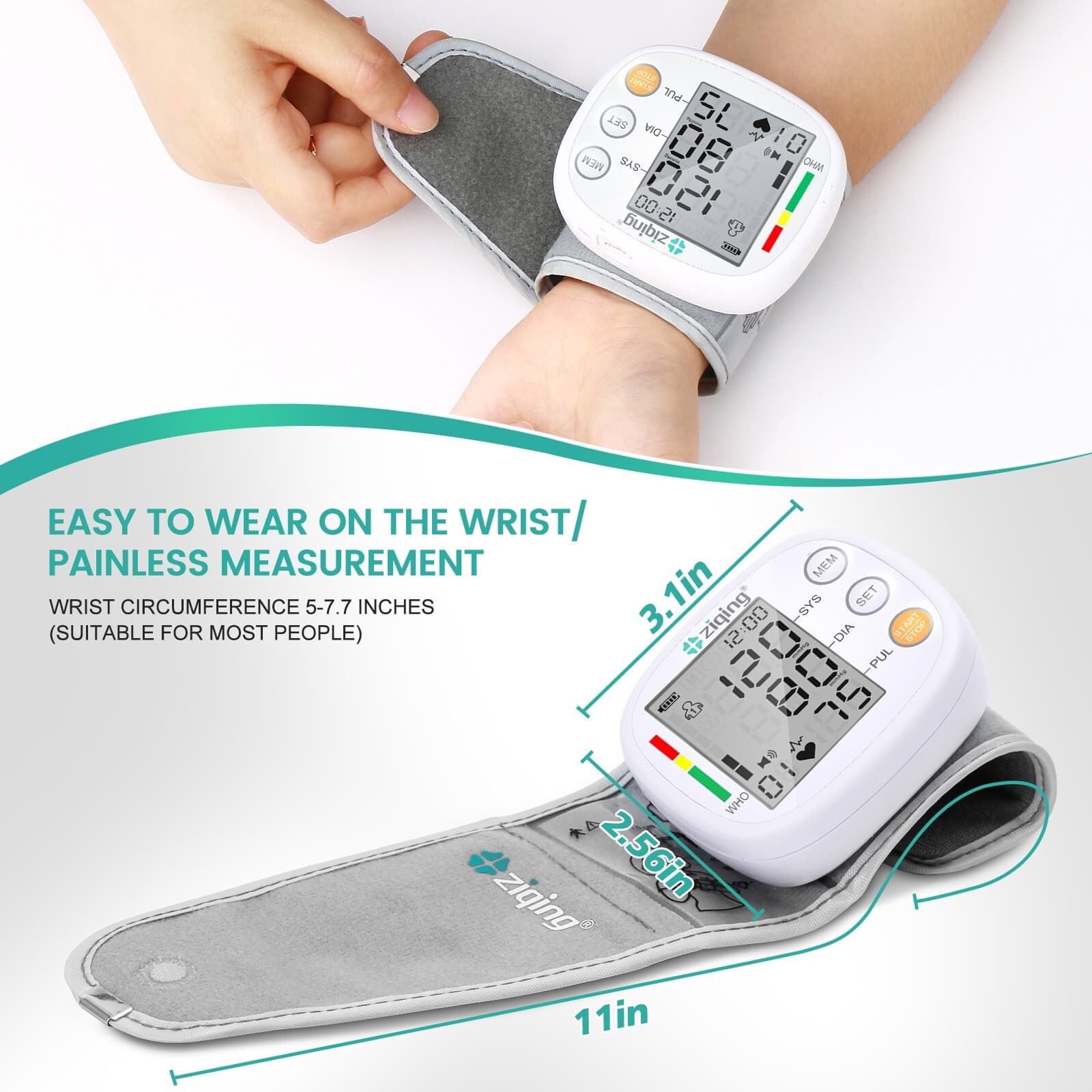 Ziqing Wrist Blood Pressure Monitor Medical Blood Pressure Monitor US 5