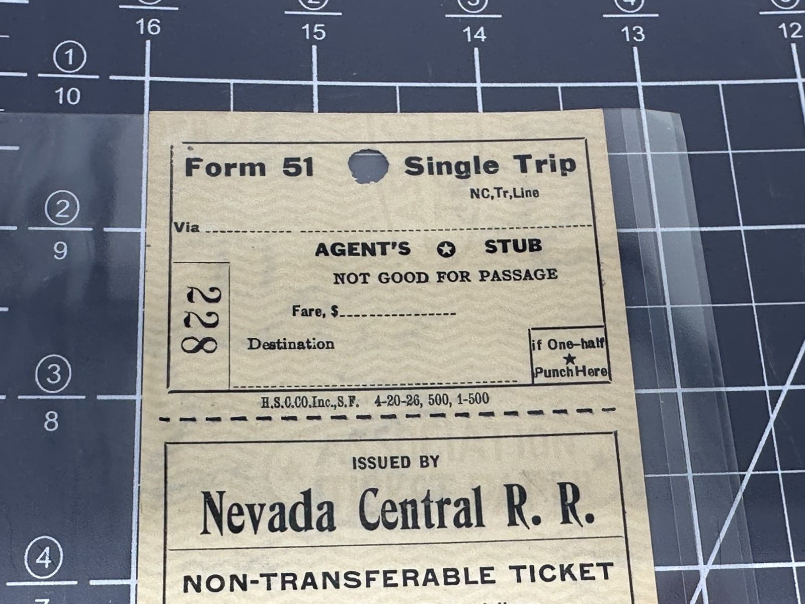 ~1926 Nevada Central Railroad NCRR Unused Austin to Battle Mountain Ticket 228 2