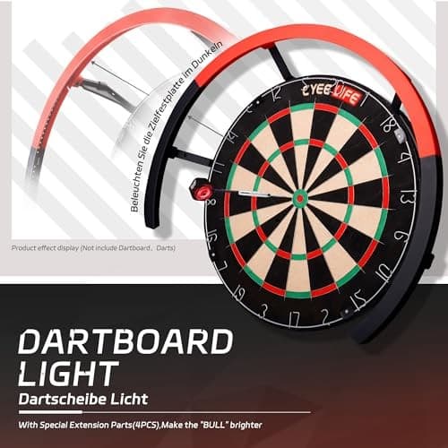  Dartboard Lighting System, White LED Dartboard 270° black and red 6