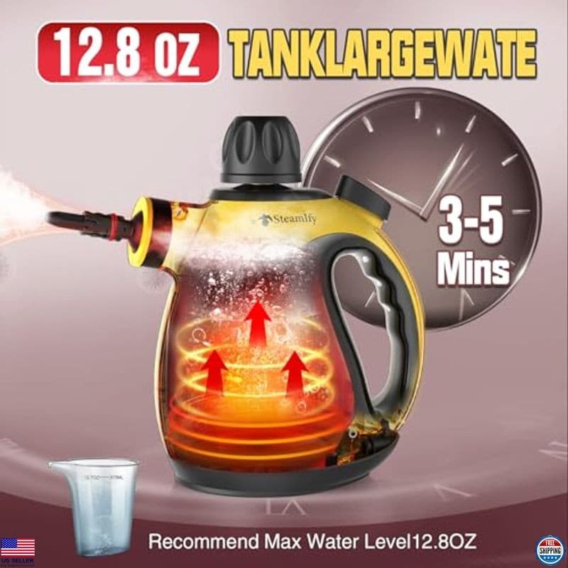 Powerful Handheld Steam Cleaner - Multi-Surface Steamer with 12 Accessories, 6