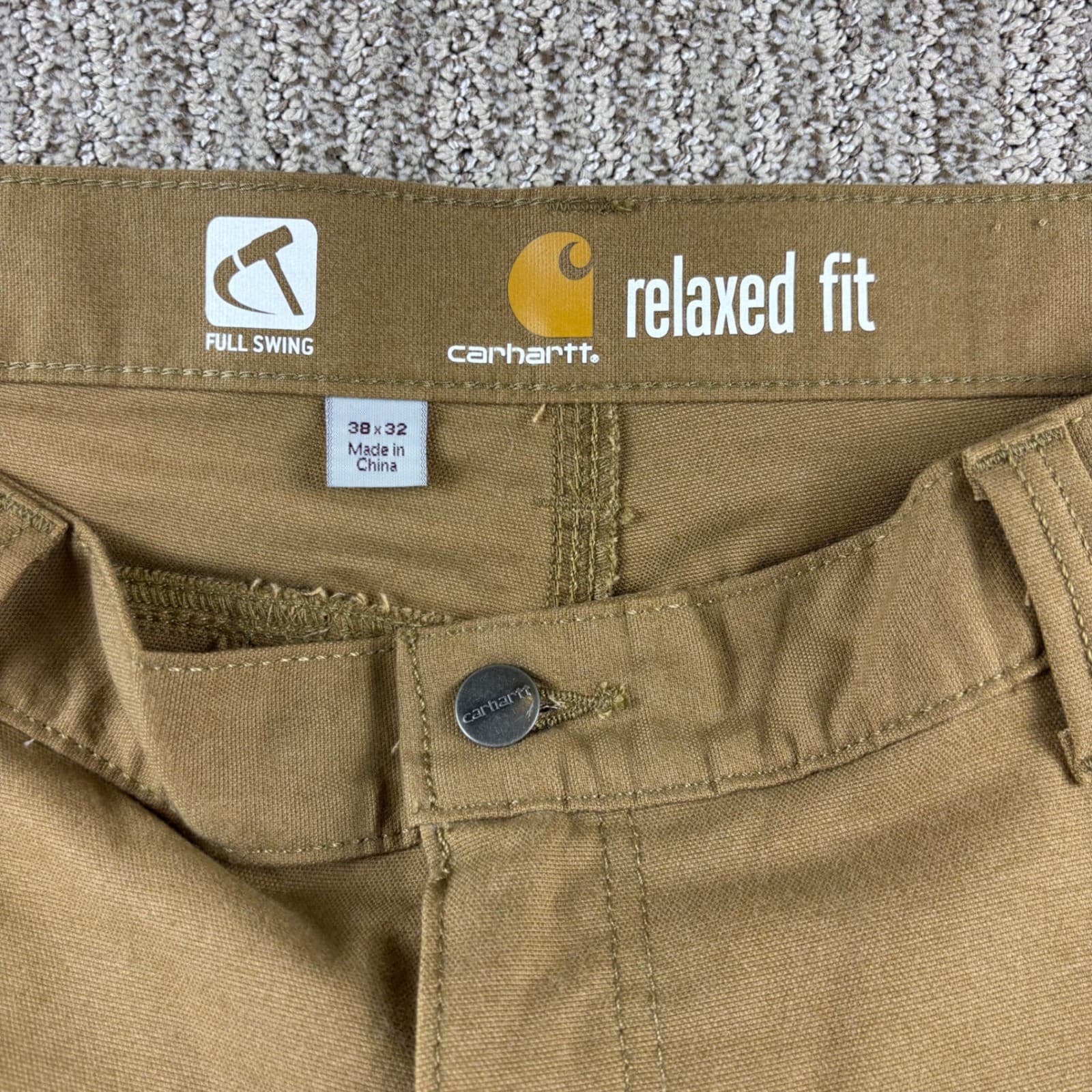 NEW Carhartt Full Swing Canvas Work Pants Men's 38x32 Brown 102812 Relaxed Fit 5