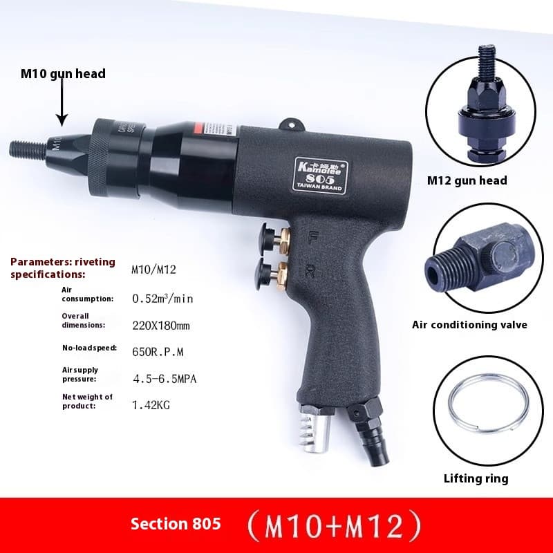 Pneumatic Rivet Nut Gun Rivnut Setting Gun Riveter Air Riveting Tool M6-M8