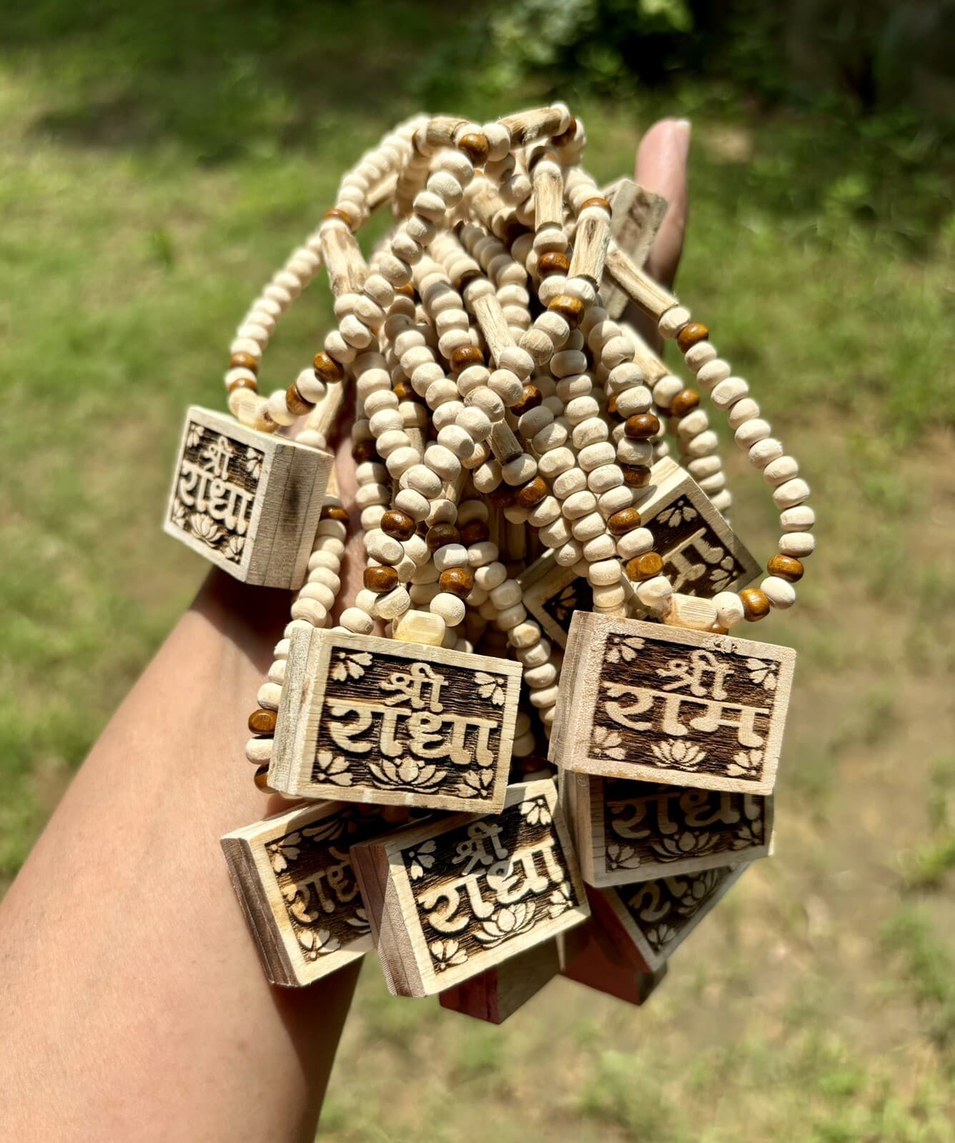 20 " Carved Radha Pendant TULSI TULASI VAISHNAV ISKCON Mala Kanthi Yoga Prayer 4