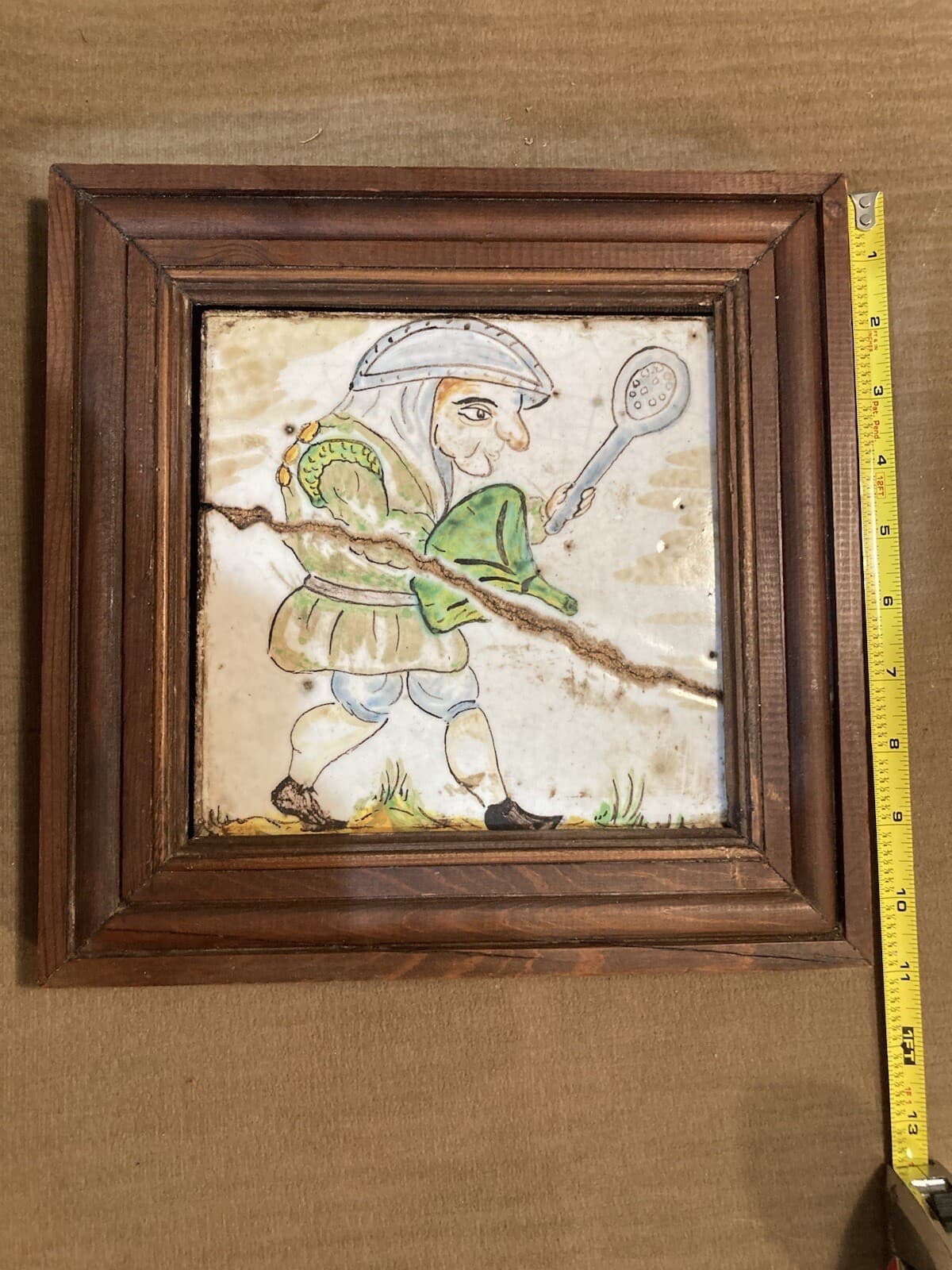 Antique Majolica Pottery Tile 16th 17th C. Grotesque Medieval Knight San Donato 2