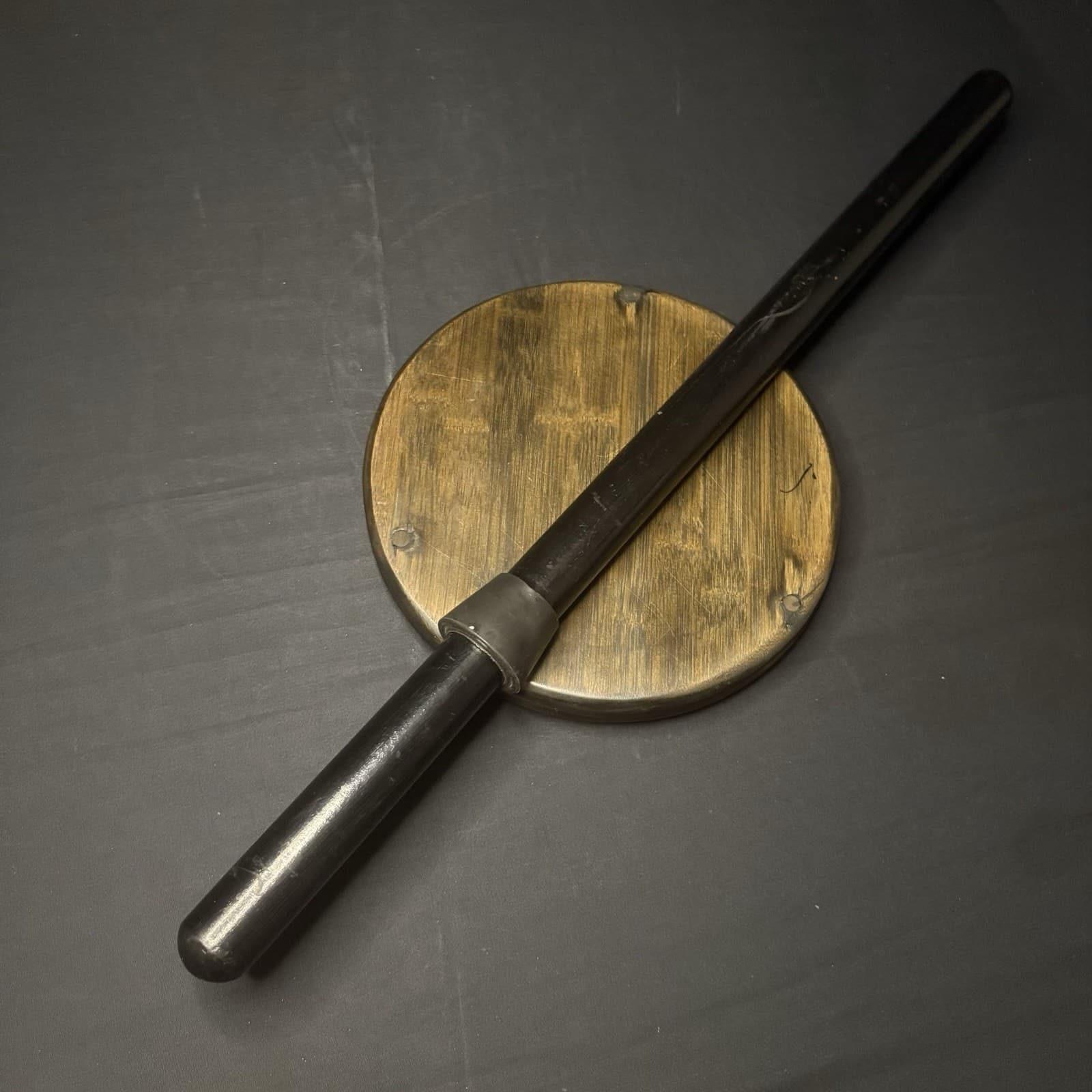 Wood Walking Stick 26" Black with Rubber Hand Guard 6