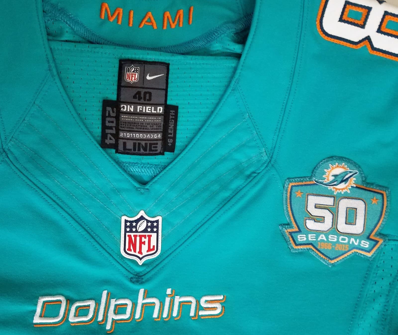 Miami Dolphins #88 Brandon Williams Game‑Issued Jersey W\50 Seasons Patch -34364 6