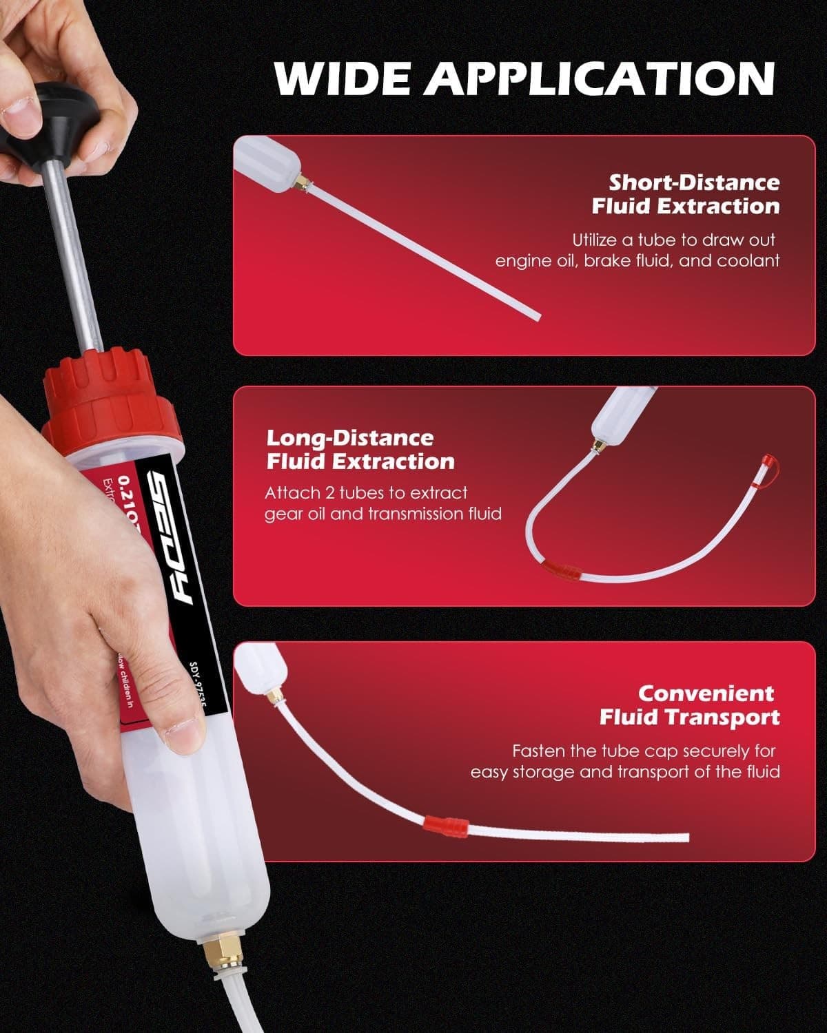 Fluid Extractor 200cc Multi-Purpose Syringe Oil Suction Pump, Manual Extraction  4