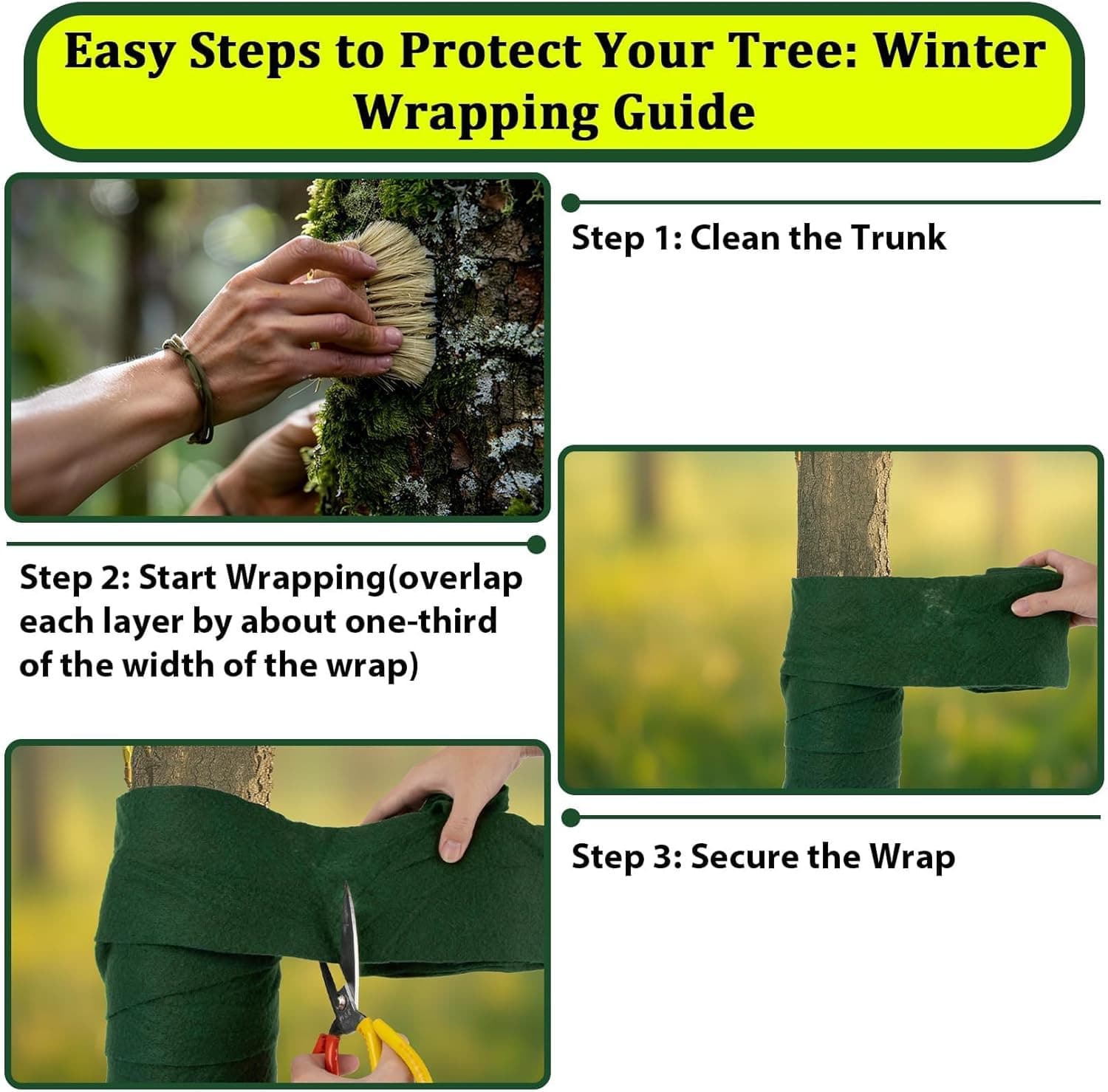 Tree Wrap - Tree Trunk Protector for Gardening 2 Roll 72 FT Little Trees Trunk G 3