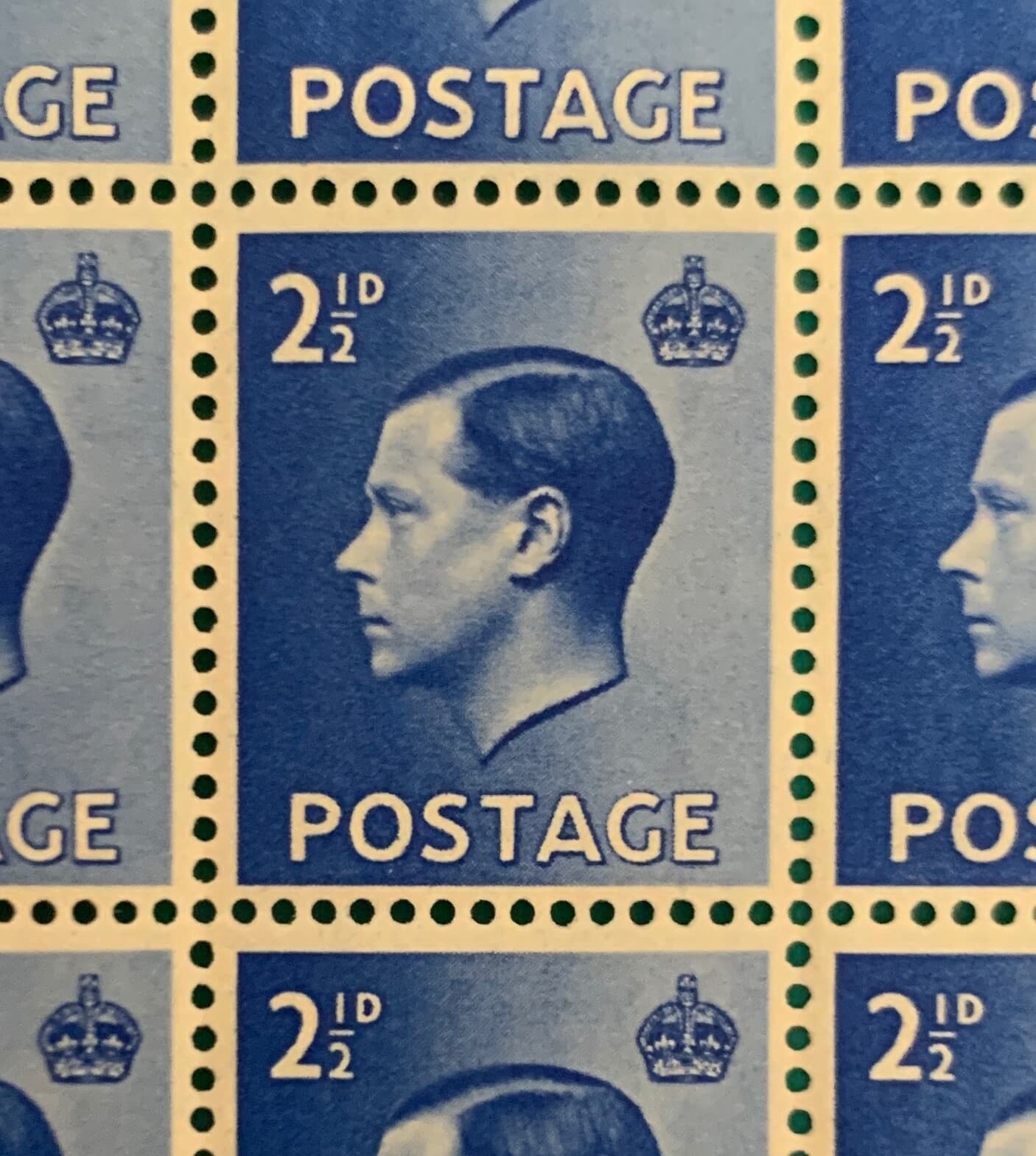 GB KEVIII 1936 2 1/2d QUARTER SHEET MINT MNH BLOCK CYL 2 NO DOT Edward VII 1/4 3