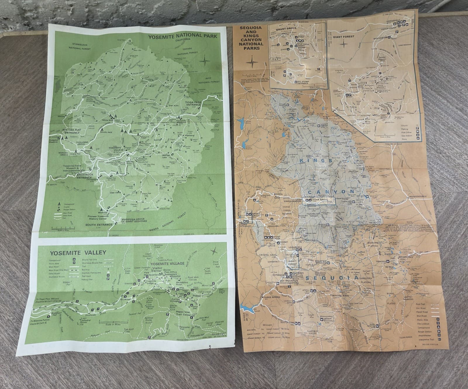 1970's Yosemite & Sequoia National Park California US Dep of Maps Brochure 