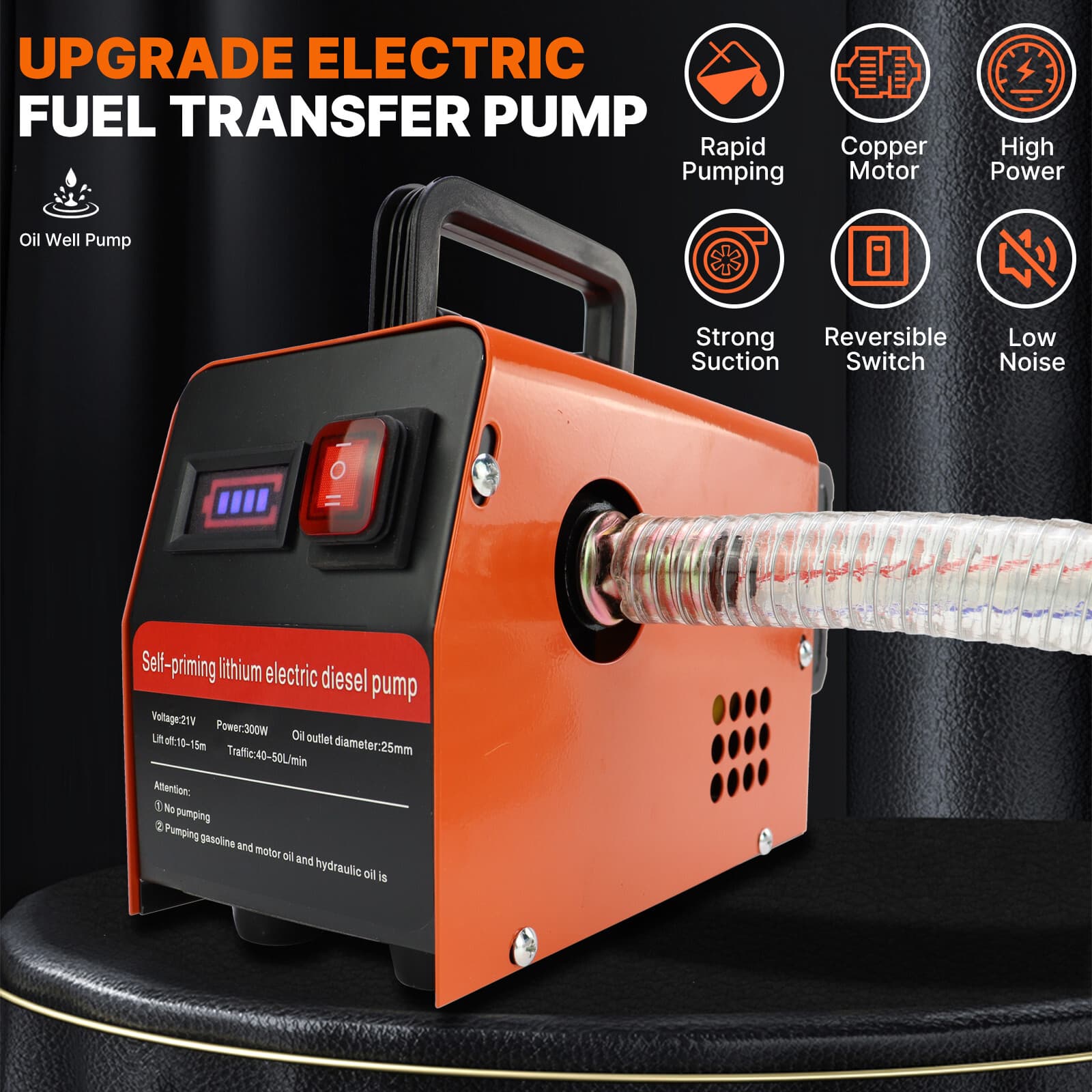 Fuel Transfer Pump for Diesel Kerosene 300W Self Priming Oil Change Pump 13GPM  2