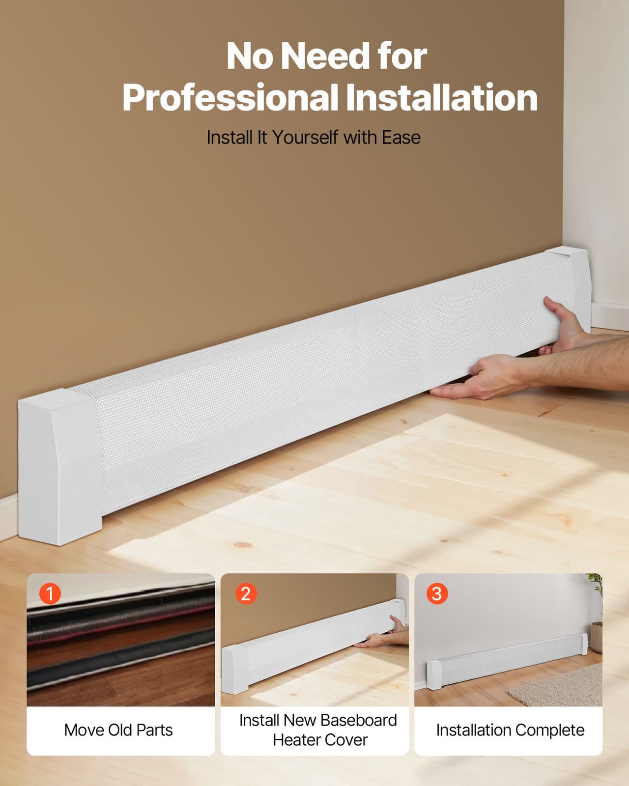 VEVOR 6 ft Baseboard Heater Covers Premium Series Standard for Bedroom White 5